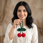 Cherry Pair Crochet Keychain - Image 6
