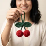 Cherry Pair Crochet Keychain - Image 3