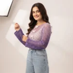 Lavender Bloom Crochet Crop Top - Image 4