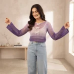 Lavender Bloom Crochet Crop Top - Image 5